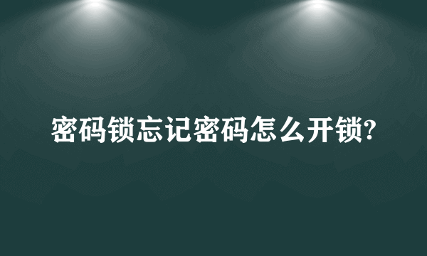 密码锁忘记密码怎么开锁?