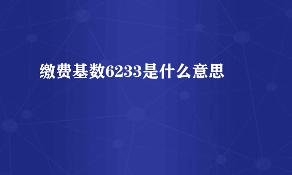 缴费基数6233是什么意思