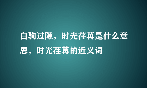 白驹过隙，时光荏苒是什么意思，时光荏苒的近义词