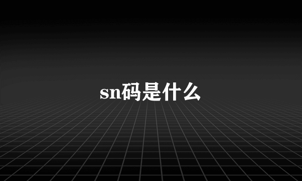 sn码是什么