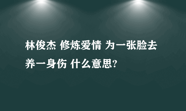 林俊杰 修炼爱情 为一张脸去养一身伤 什么意思?