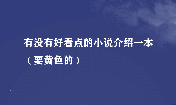 有没有好看点的小说介绍一本（要黄色的）