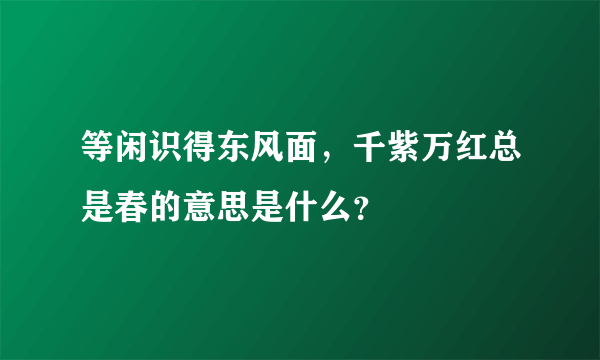 等闲识得东风面，千紫万红总是春的意思是什么？