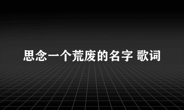 思念一个荒废的名字 歌词