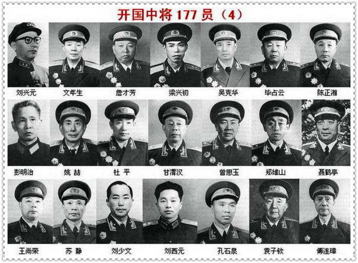 中国55年中将名单有哪些？