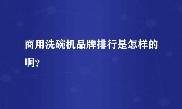 商用洗碗机品牌排行是怎样的啊？