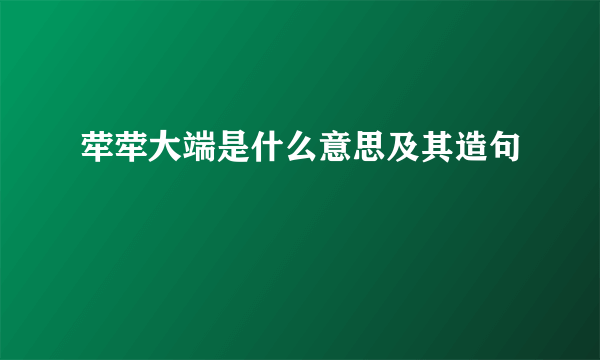 荦荦大端是什么意思及其造句