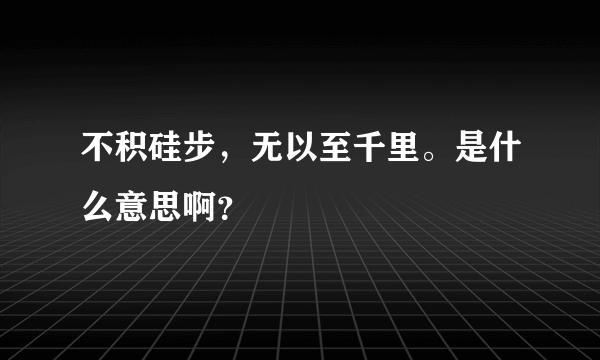 不积硅步，无以至千里。是什么意思啊？