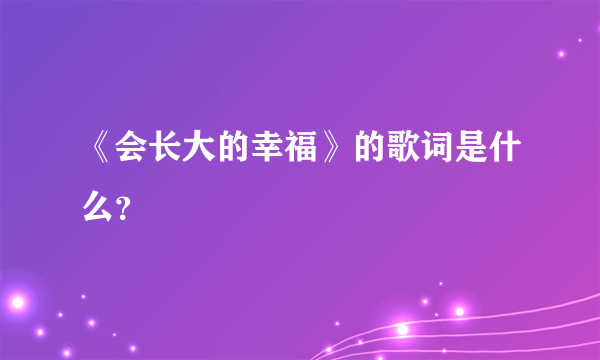 《会长大的幸福》的歌词是什么？