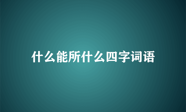 什么能所什么四字词语