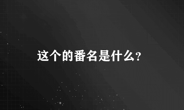 这个的番名是什么？