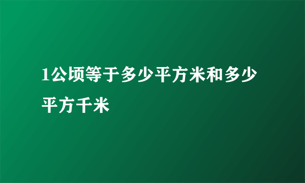 1公顷等于多少平方米和多少平方千米