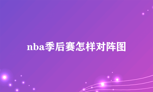 nba季后赛怎样对阵图