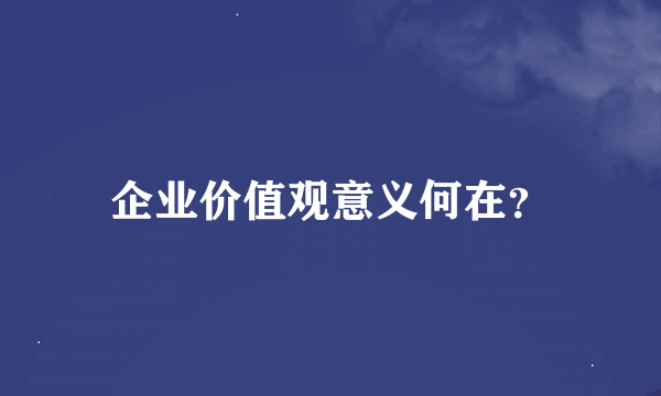 企业价值观意义何在？