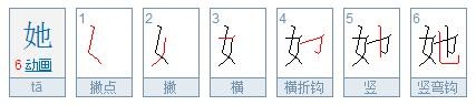 她字的笔画顺序怎么写