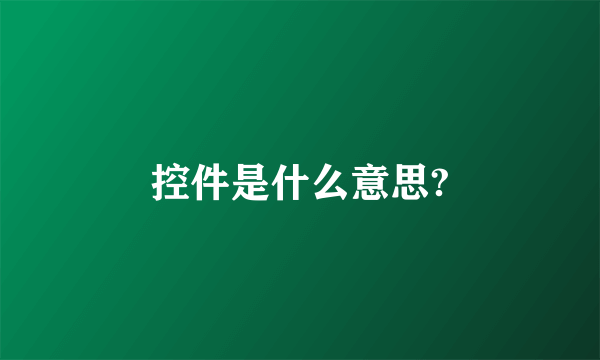 控件是什么意思?