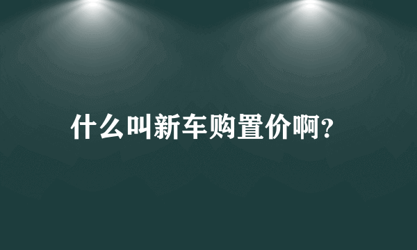 什么叫新车购置价啊？