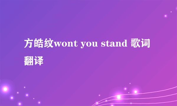 方皓纹wont you stand 歌词翻译