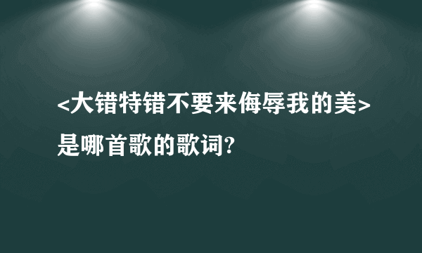 <大错特错不要来侮辱我的美>是哪首歌的歌词?