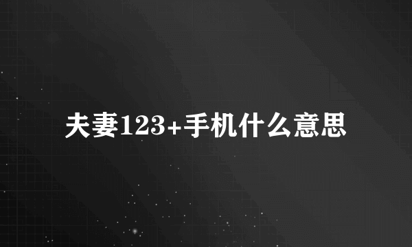 夫妻123+手机什么意思