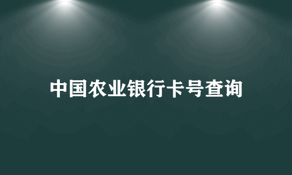 中国农业银行卡号查询