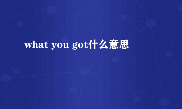 what you got什么意思