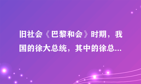 旧社会《巴黎和会》时期，我国的徐大总统，其中的徐总统指的是谁？？？？？