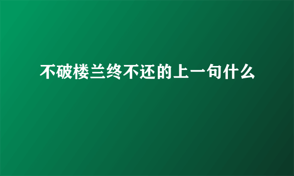 不破楼兰终不还的上一句什么