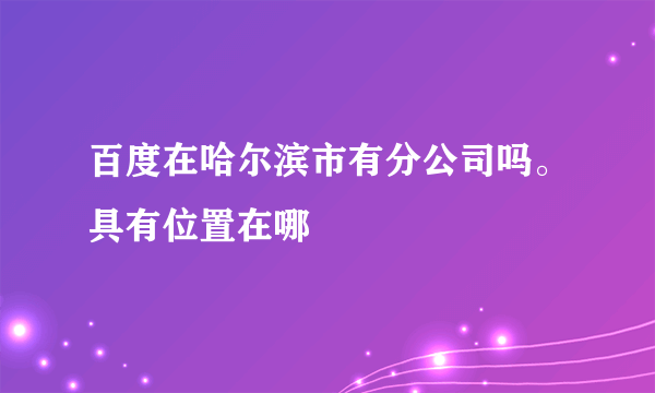 百度在哈尔滨市有分公司吗。具有位置在哪