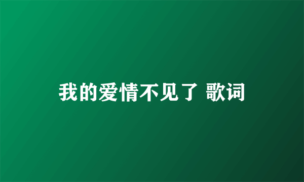 我的爱情不见了 歌词