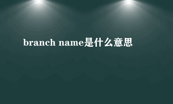 branch name是什么意思