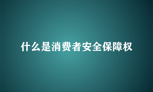 什么是消费者安全保障权