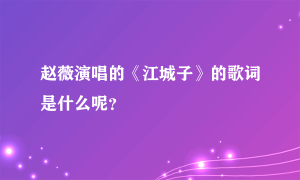 赵薇演唱的《江城子》的歌词是什么呢？