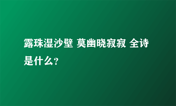 露珠湿沙壁 莫幽晓寂寂 全诗是什么？