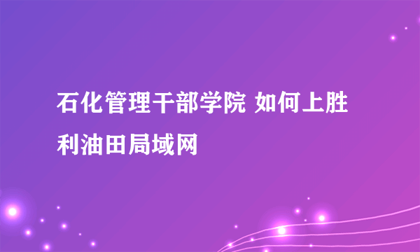 石化管理干部学院 如何上胜利油田局域网