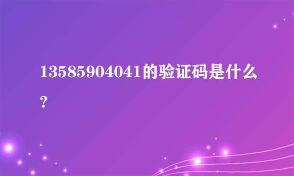 13585904041的验证码是什么？