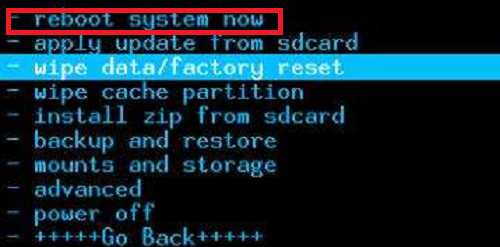 进入手机recovery模式中reboot system now什么意思