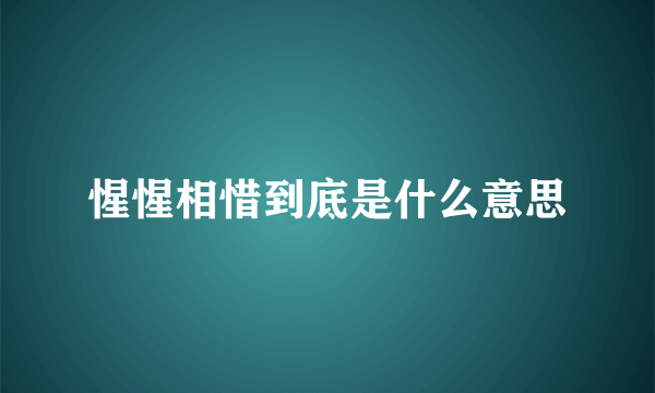 惺惺相惜到底是什么意思