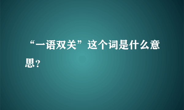 “一语双关”这个词是什么意思？