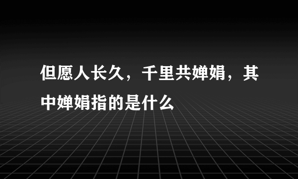 但愿人长久，千里共婵娟，其中婵娟指的是什么