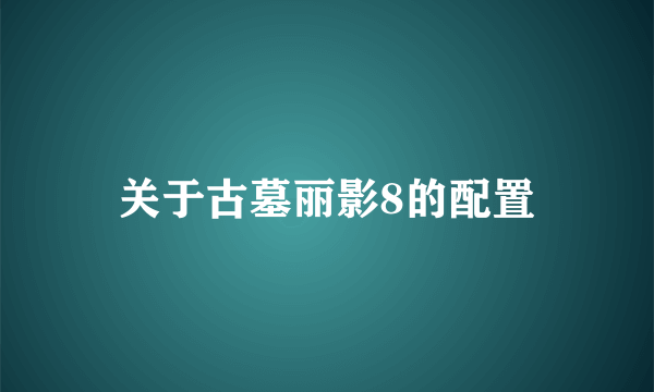 关于古墓丽影8的配置