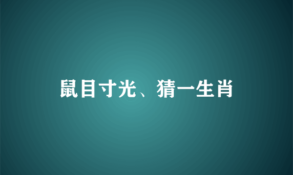 鼠目寸光、猜一生肖