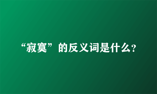 “寂寞”的反义词是什么？