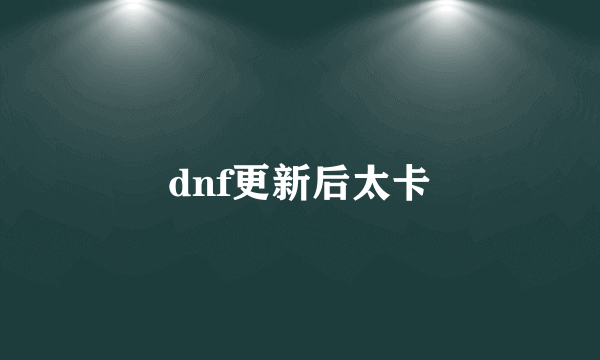 dnf更新后太卡