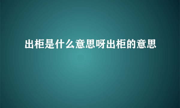 出柜是什么意思呀出柜的意思