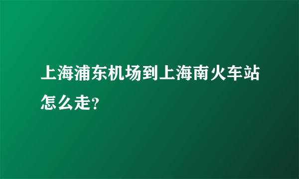 上海浦东机场到上海南火车站怎么走？