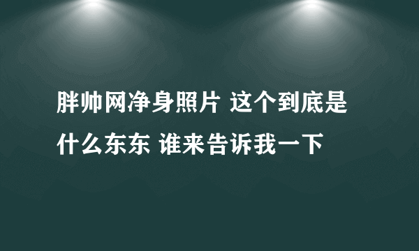 胖帅网净身照片 这个到底是什么东东 谁来告诉我一下