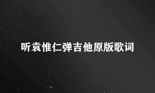 听袁惟仁弹吉他原版歌词