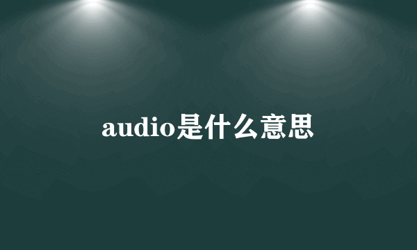 audio是什么意思