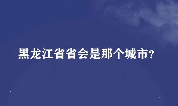 黑龙江省省会是那个城市？